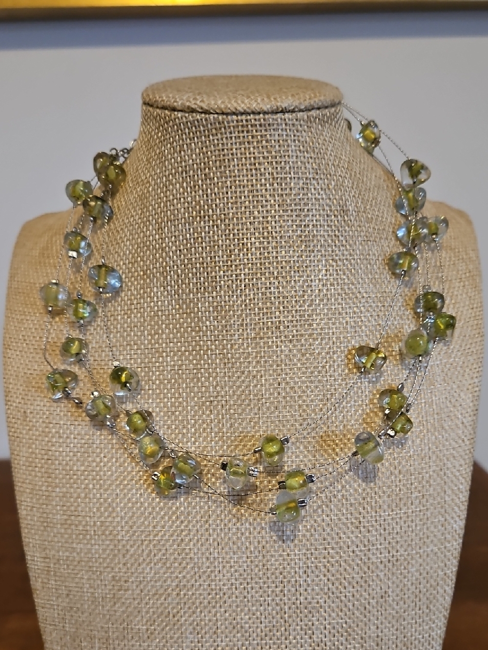 Handcrafted Green Glass Beaded Necklace